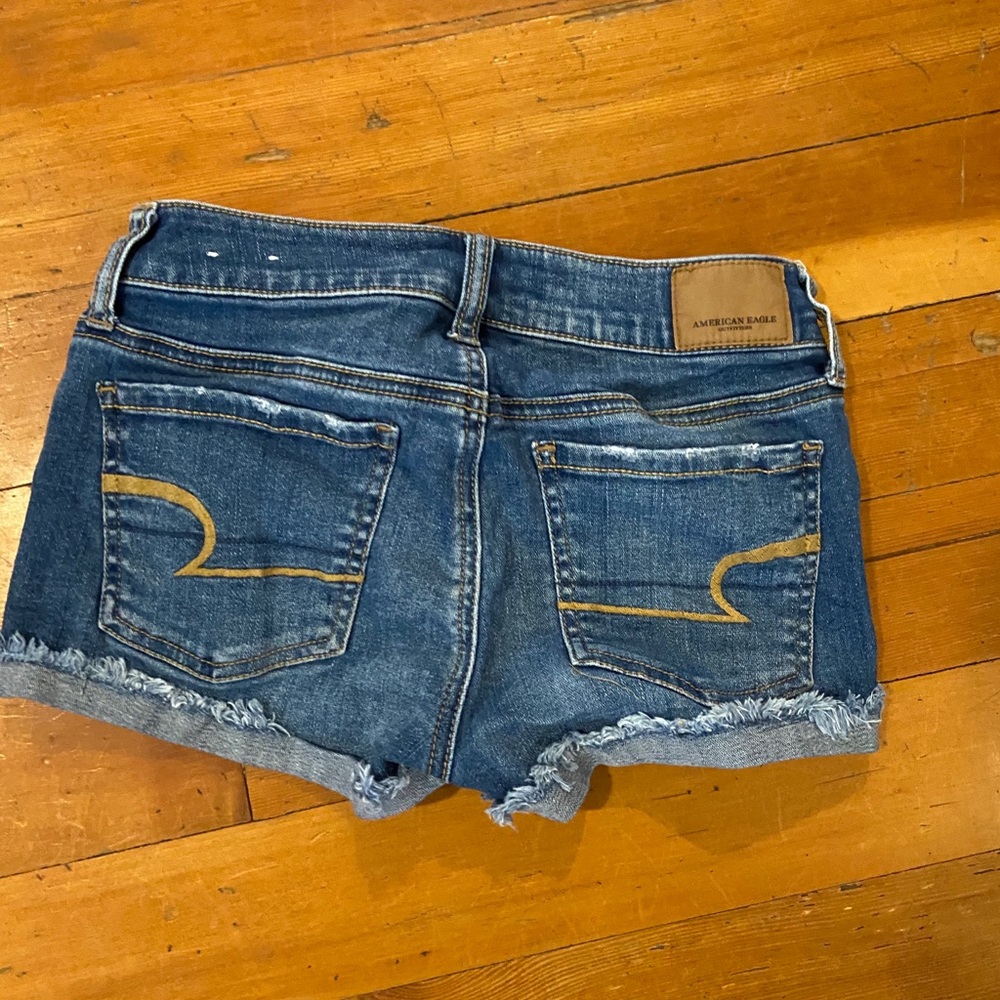 Distressed jean shorts